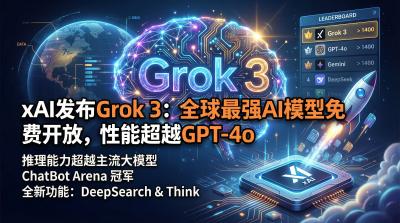 xAI发布Grok 3：全球最强AI模型免费开放，性能超越GPT-4o